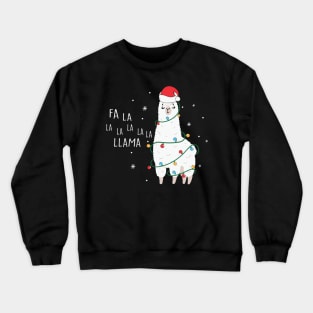 Fa La La Llama Santa Hat Wrapped in Christmas Lights Crewneck Sweatshirt